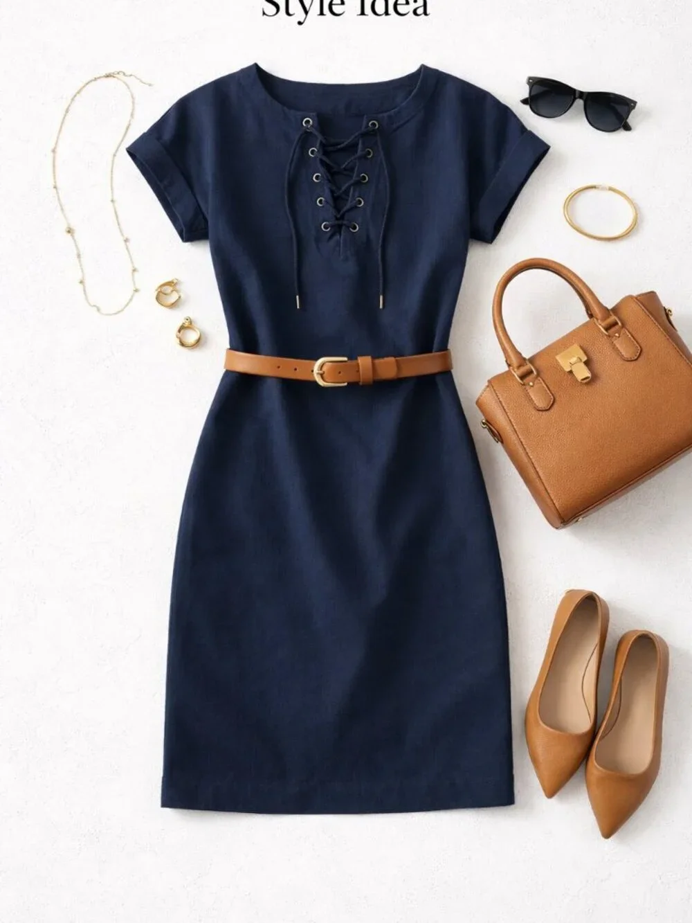 J.Crew Navy Lace-Up Shift Dress Small | Preppy Classic Work Casual Chic